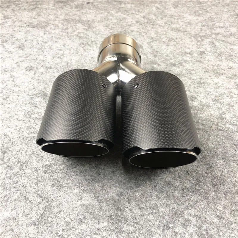 1 Pair Y Model Exhaust Pipe Matte Muffler Tailpipe Tip Rear Nozzles Carbon Fiber Stainless Steel Tail Throat