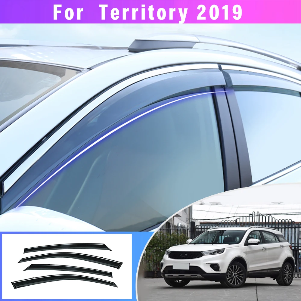 ABS Smoke Car Window Visor, Sun Rain Guard, defletores de vento, acessórios para carro, apto para JMC S300, Ford Terrain 2019, 4 pcs