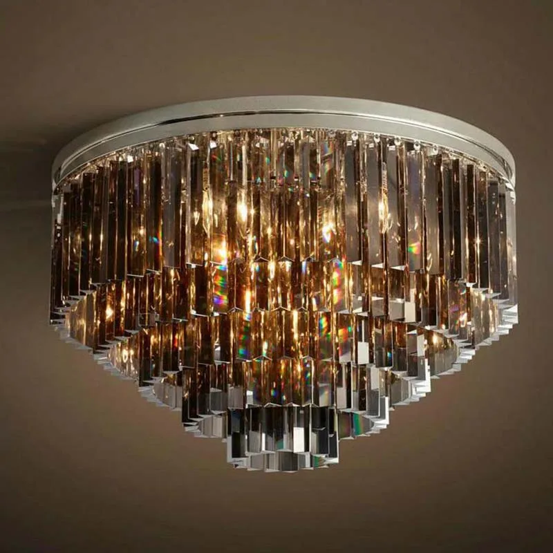 Manggic Modern Vintage Crystal Ceiling Flush Mounted Ceiling Light for Home and Hotel Decoration Bedroom Chandelier