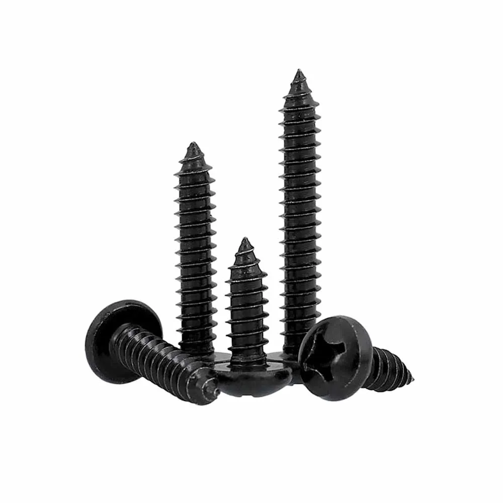 50pcs M1 M1.2 M1.4 M1.7 M2 M2.3 M2.6 M3 Mini Small Black 304 A2 Stainless Steel Phillips Pan Head Micro Self Tapping Wood Screw