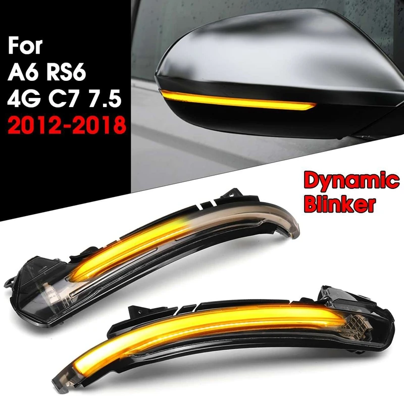 Araba LED Dinamik Dönüş sinyal ışığı Dikiz Yan Ayna gösterge ışığı Flaşör Audi A6 RS6 4G C7 7.5 2012 2013 2014 2015 201