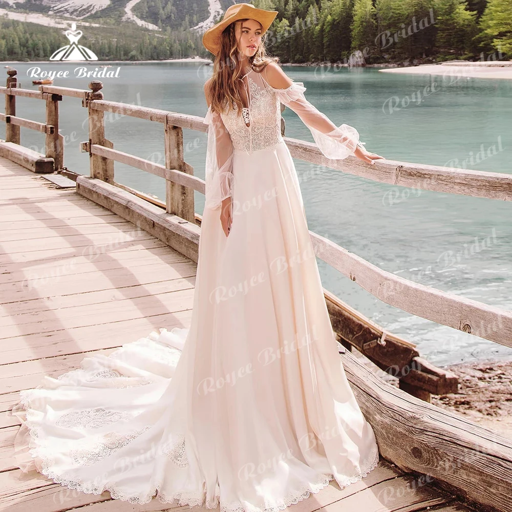 Robe De mariée princesse en mousseline De soie, élégante, ligne a, col licou, dentelle, pas chère, pour occasions formelles, nouvelle collection