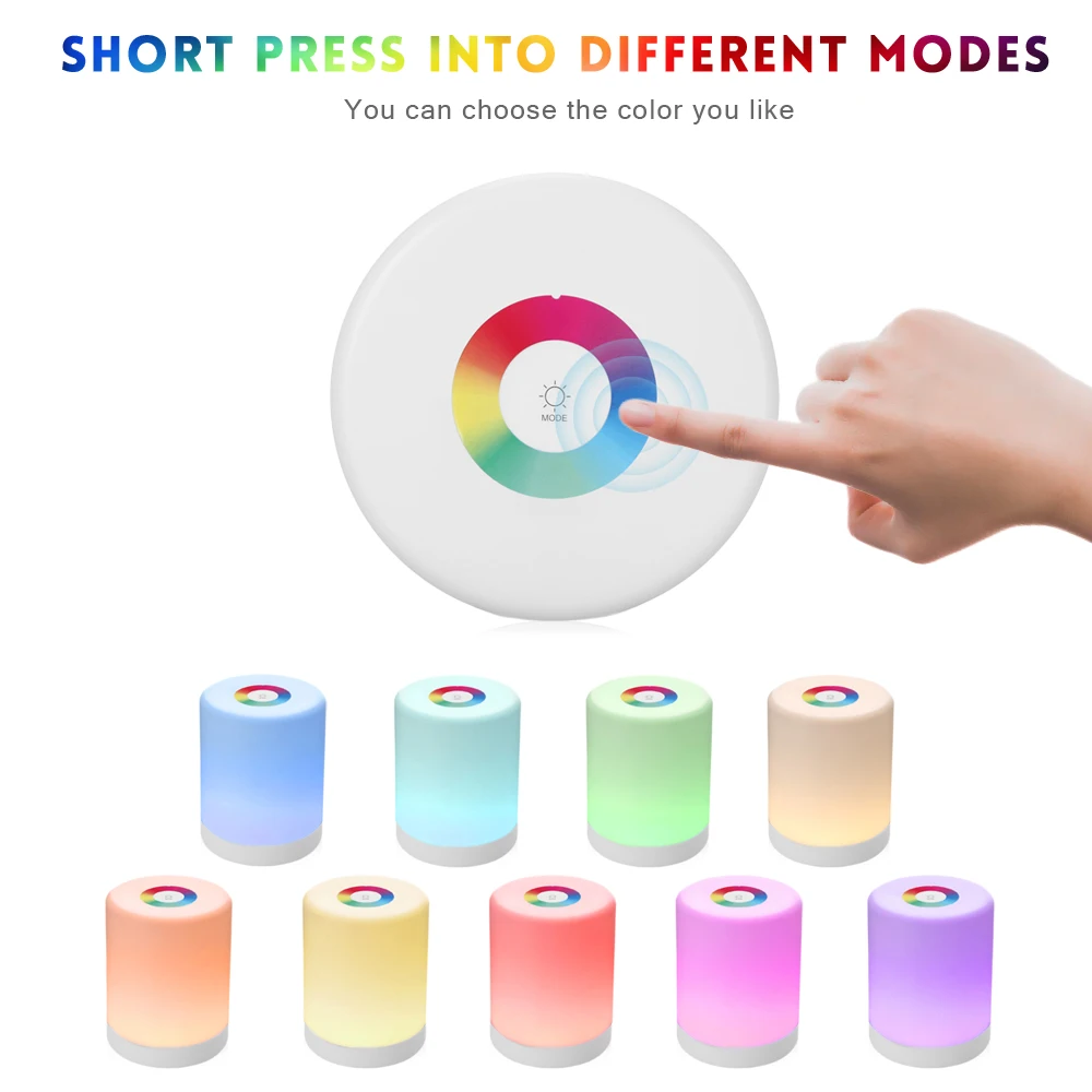 Smart LED Touch Control Night Light Induction Dimmer Intelligent Bedside Portable Lamp Rechargeable Dimmable RGB Color Change