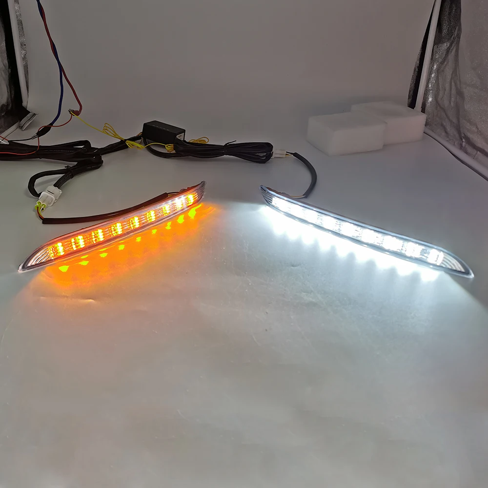 자동차 LED 주간 주행등 안개등 커버 구멍 DRL, 방향 지시등 스타일, 12V, 기아 리오 K2 2011 2012 2013 2014, 2 개