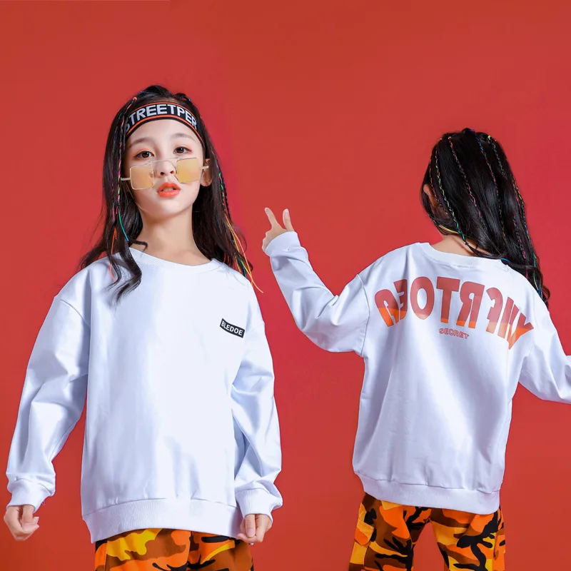 Hip Hop Jazz Dance Costumes Kids Long Sleeve Top dungarees Boys Girls Hiphop Clothes Street Dance Stage Show Wear