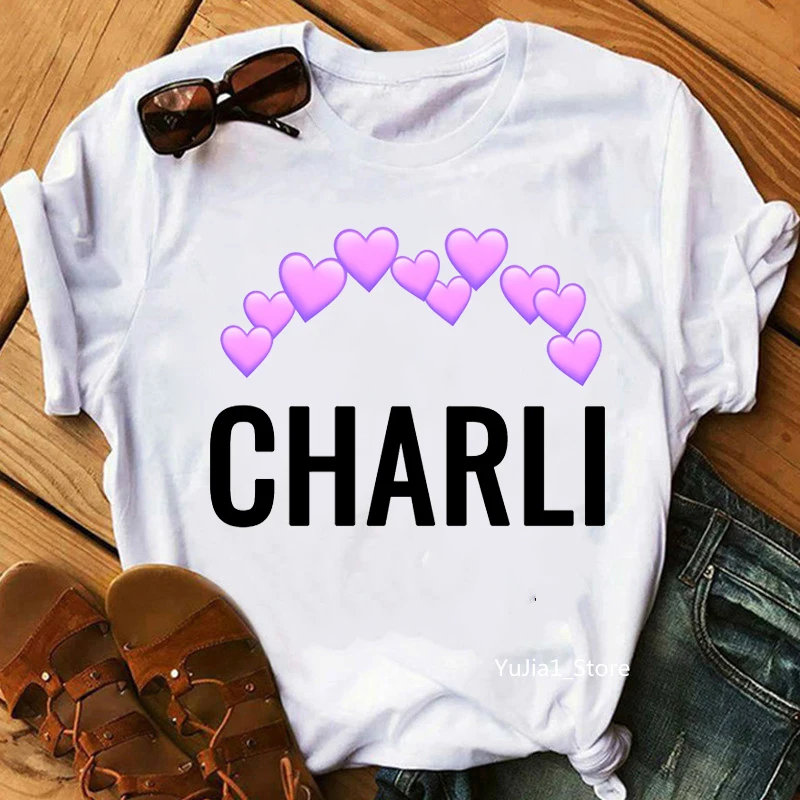 Cute  Tshirts Women Clothes 2024 Charli Damelio Coffee Graphic T Shirt Femme Harajuku Shirt Female T-Shirt Tops