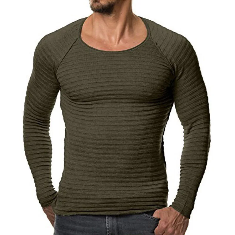 Mens Sweaters 2024 Spring Autumn New Knitted Sweater Men Long Sleeve Striped Sweaters Solid Slim Fit Men Pullover Sueter Hombre