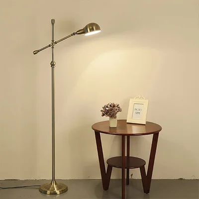 American all-copper adjustable floor lamp living room bedside lamp modern retro LED fishing floor lamp