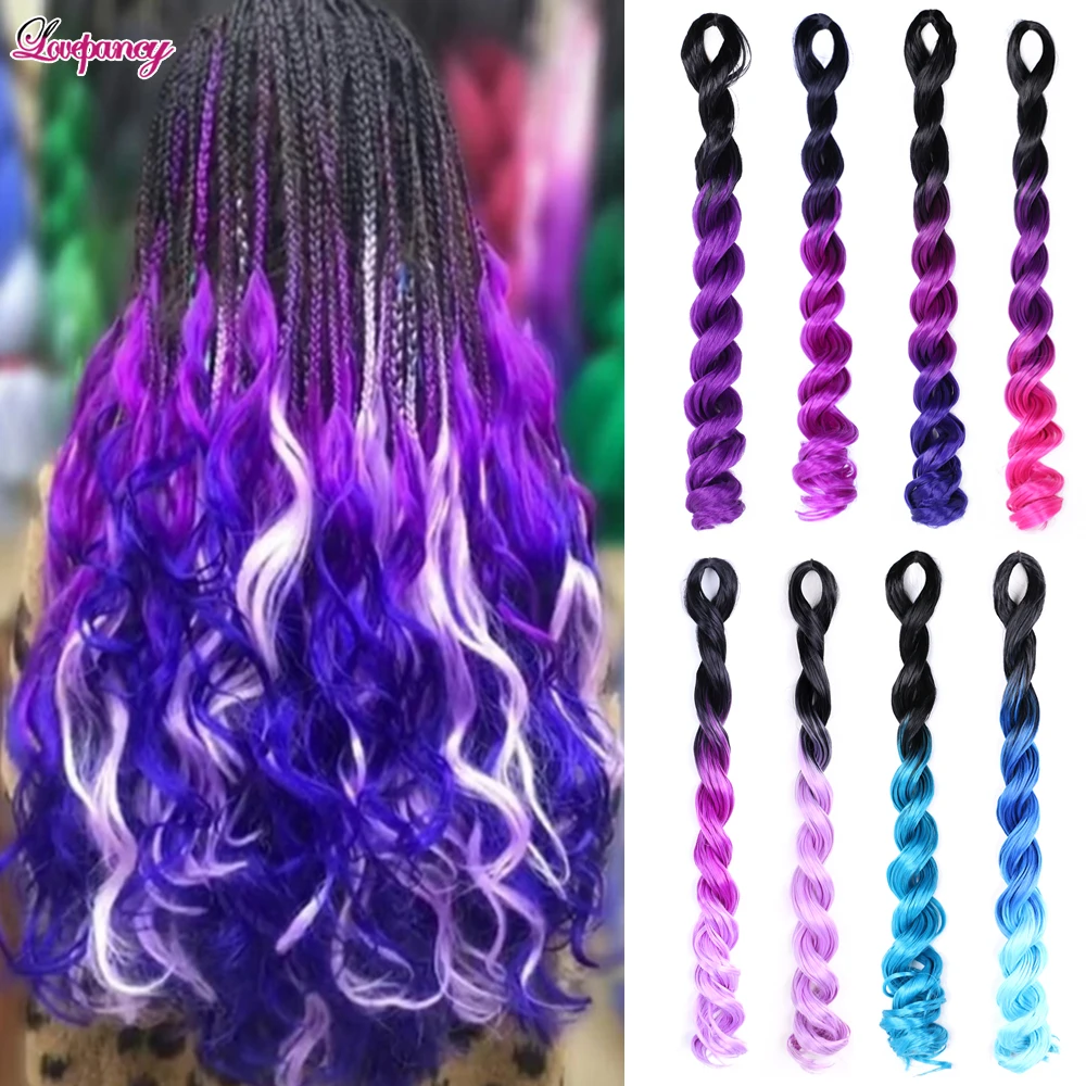 24Inch Long Synthetic Sea Body Wave Braiding Hair Extension Ombre Jumbo Crochet Braids Deep Big Wave Hair Colorful For Women