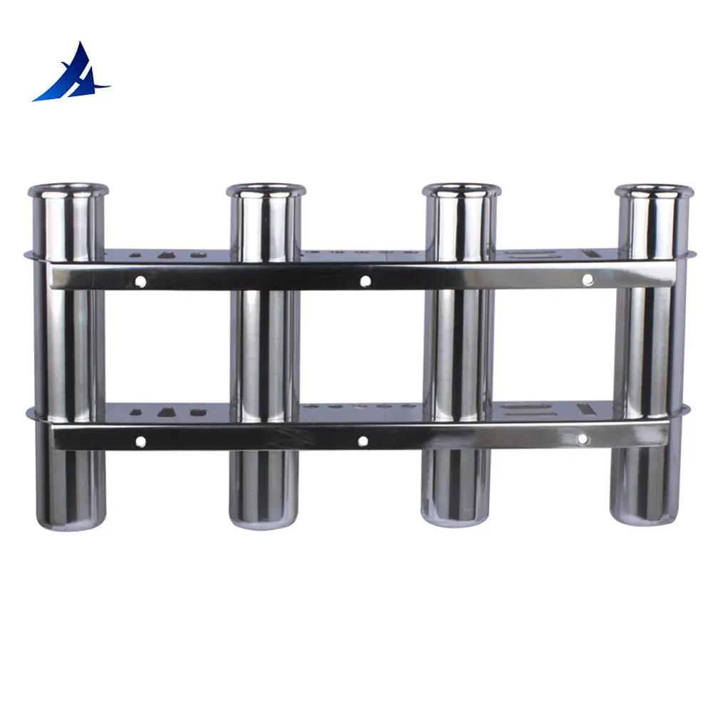 Boat Accessories Marine Stainless Steel 4 Tube Fishing Rod Storage Holder Rack & Boat Organiser