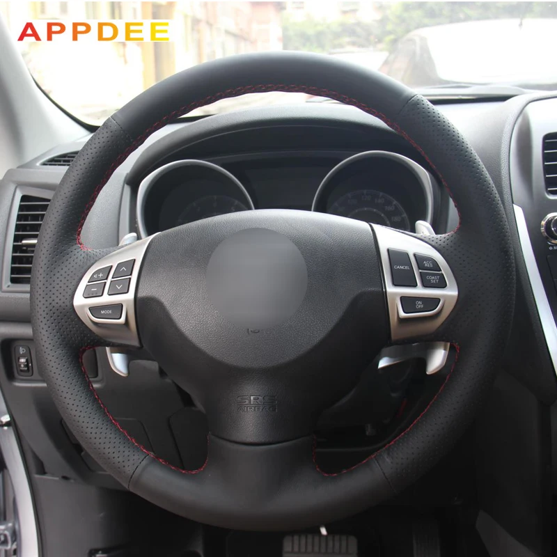 

Black Artificial Leather Car Steering Wheel Cover for Mitsubishi Lancer EX10 Lancer X Outlander ASX Colt Pajero Sport