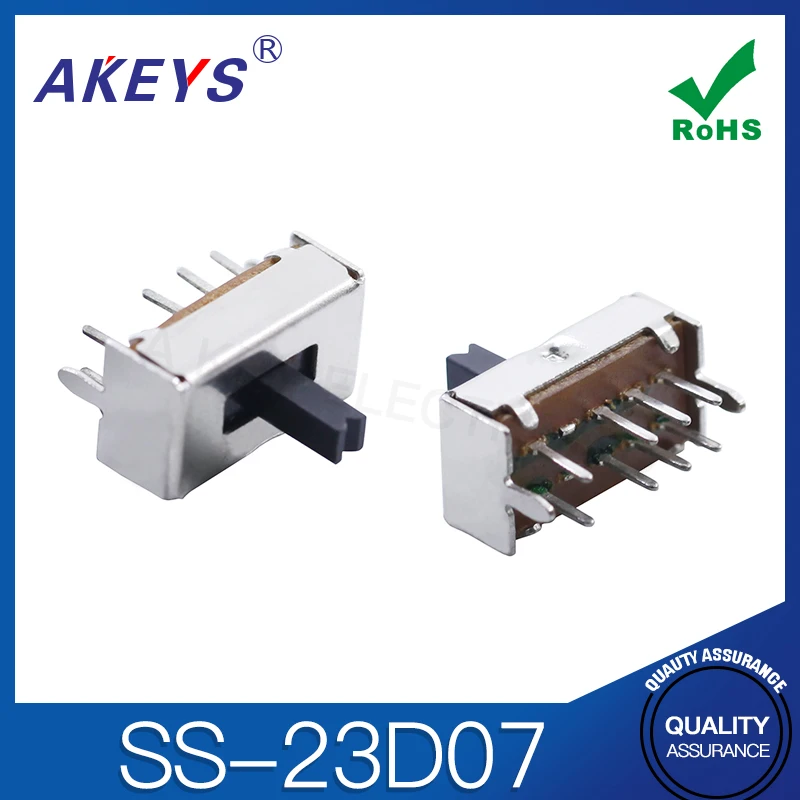 SS-23D07 Toggle Switch 8-pin 3-gear double vertical 3-gear 8-pin sliding switch handle length 7mm