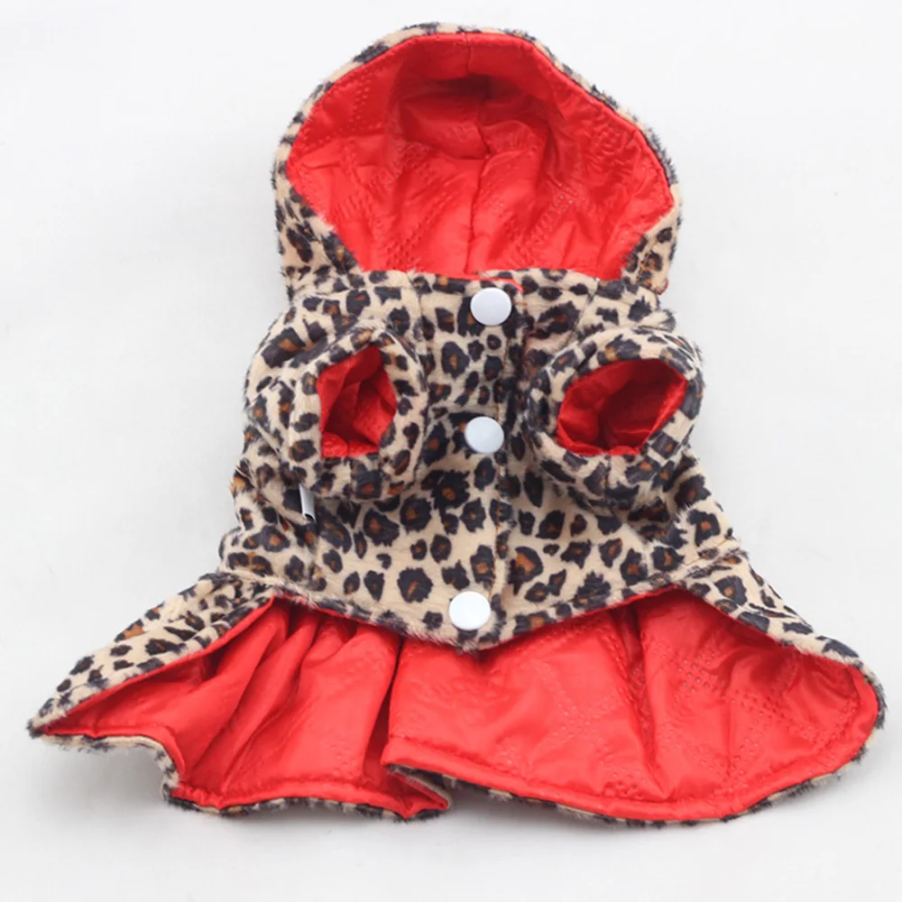 Pet Dog Clothes Cotton Dress Fashion Leopard Print Autumn Winter Warm Dog Clothing Plus Size Beautiful For Small Medium Dogs