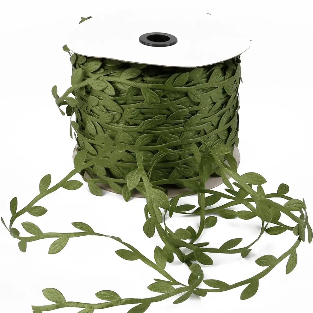 10m Leaf Artificial Flower Green Leaves Ivy Vine Ribbon For Home Wedding Decoration DIY Wreath Scrapbooking Craft Fake Flower