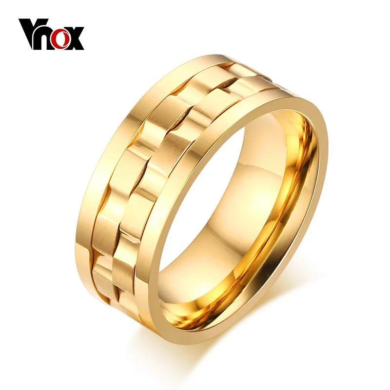 Vnox Spike Rings for Men Rotatable Wedding Jewelry Stainless Steel