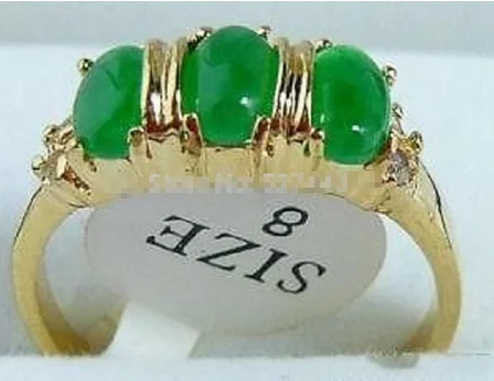 

Green 3 Jade Bead 18KGP Ring size: 6.7.8.9#