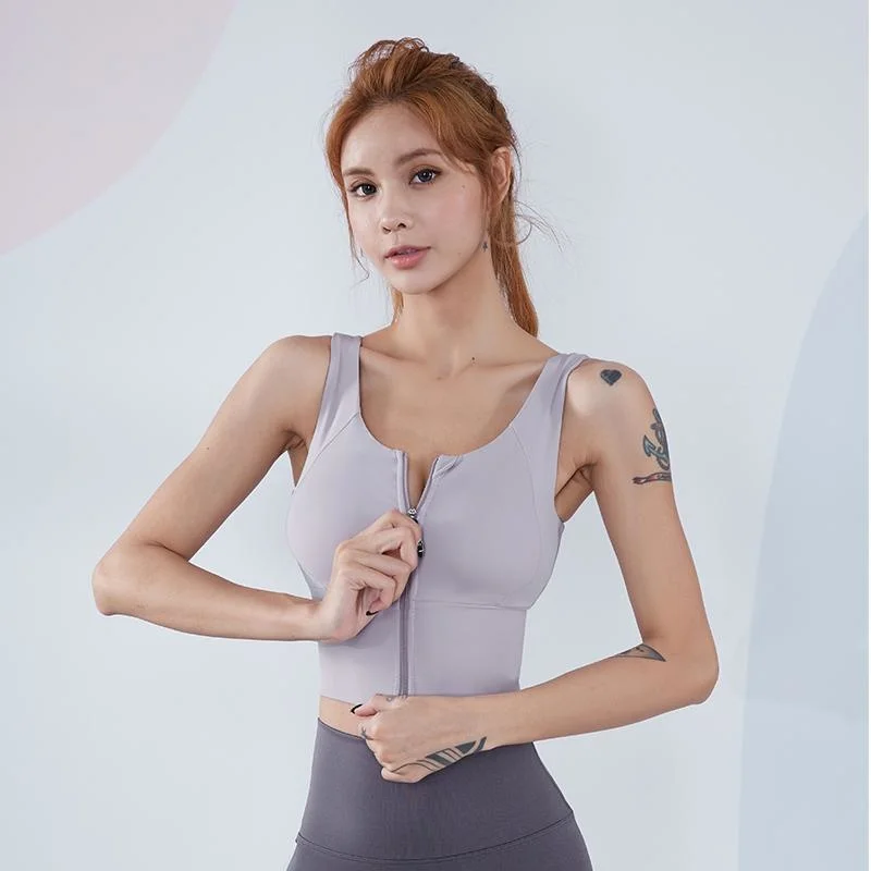 Yoga Fitness Tank Top Sports Underwear Women's Running Zipper Bra Yoga Vest Crop Top Roupas Femininas