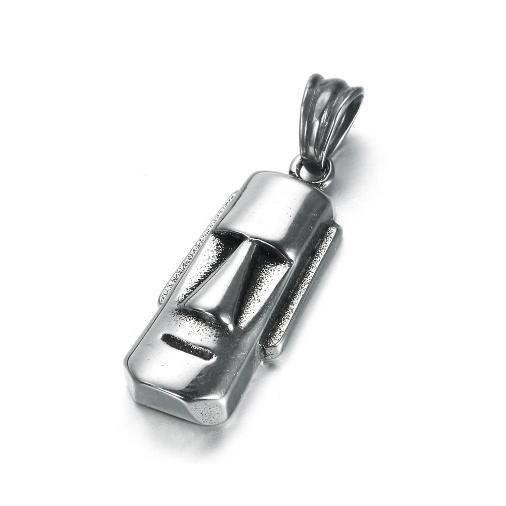 Stainless Steel Vintage Easter Island Stone Statue Pendant Necklace Best Easter Gift For Men Women