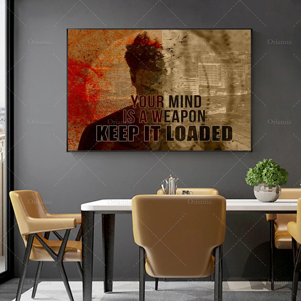 Your Mind Is A Weapon Keep It Loaded Motivational Canvas Wall Art, Office Decor, Motivational Wall Decor, Modern Poster Prints