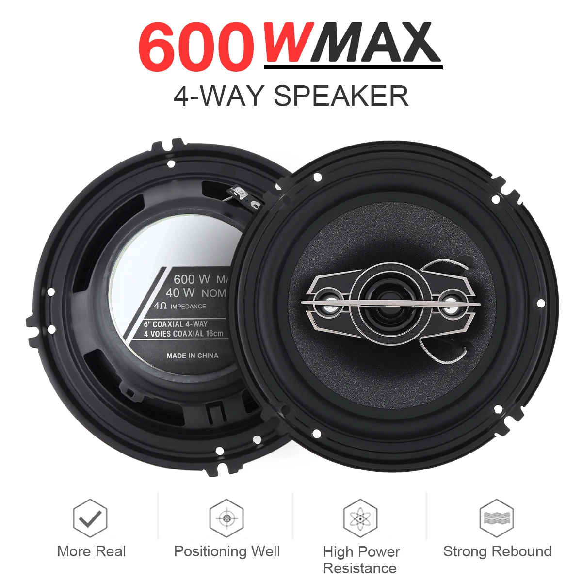 

2pcs 6 Inch 600W 4 Way Car Coaxial Auto Music Stereo Full Range Frequency Hifi Speakers Non Destructive Installation For Car