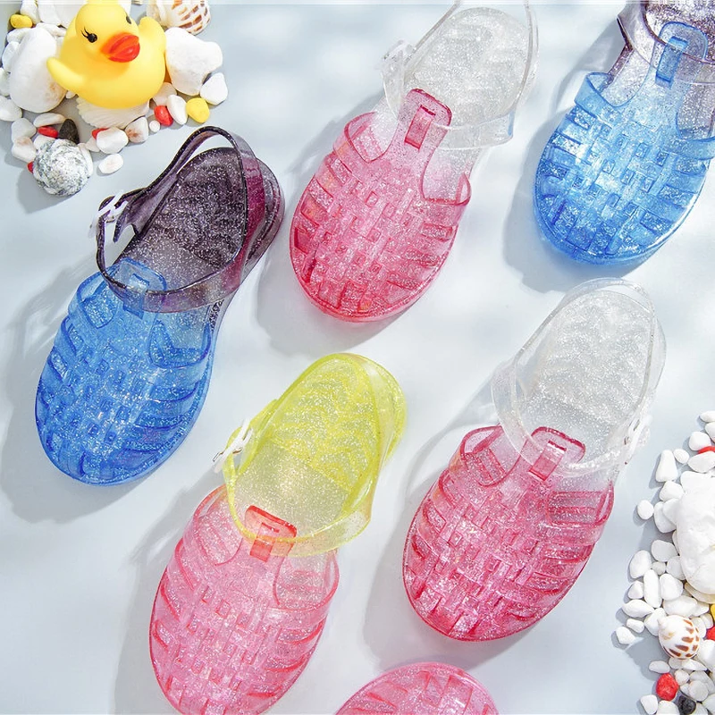 

Kids Shoes Girls Roman Princess Sandals Children Glitter Gradient Crystal Shoes 2021 Summer Baby Hollow Waterproof Beach Sandals