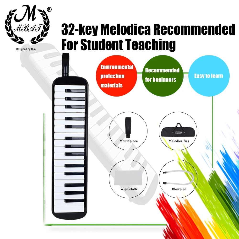 M MBAT – mélodica 32 touches, haute qualité, avec sac de transport, Instrument de musique pour les amoureux de la musique débutants, cadeau, fabrication exquise