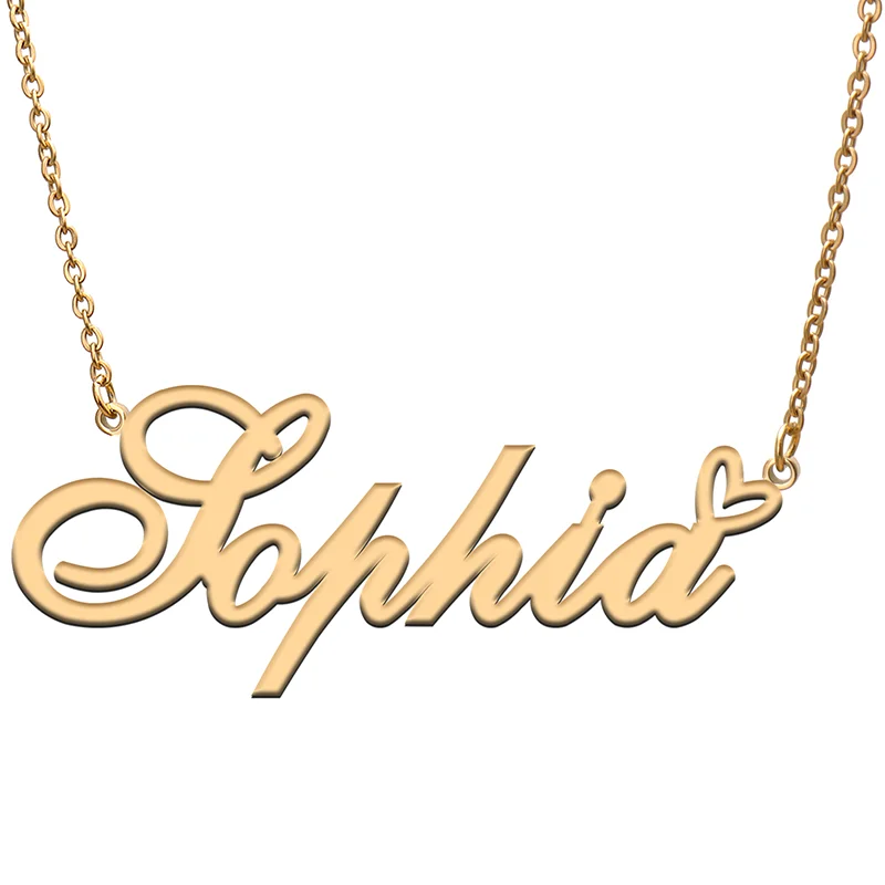 

Sophia Name Tag Necklace Personalized Pendant Jewelry Gifts for Mom Daughter Girl Friend Birthday Christmas Party Present