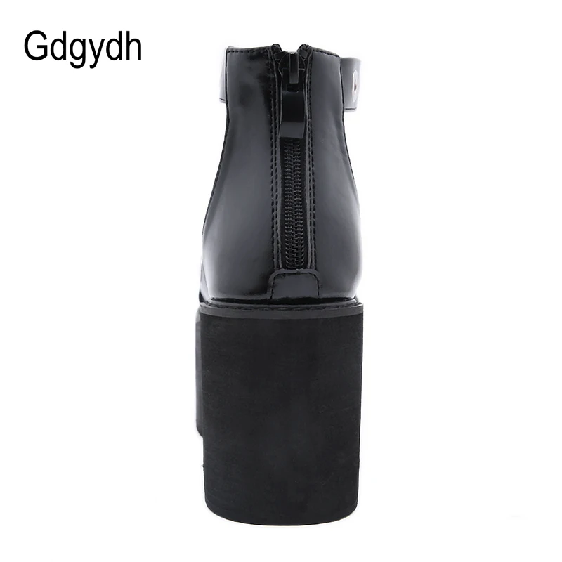 Gdgydh Black Punk Gothic Platform Sandals Open Toe Buckle Strappy Women Summer Shoes Sexy Rivets Thick Heels Footwear Drop Ship