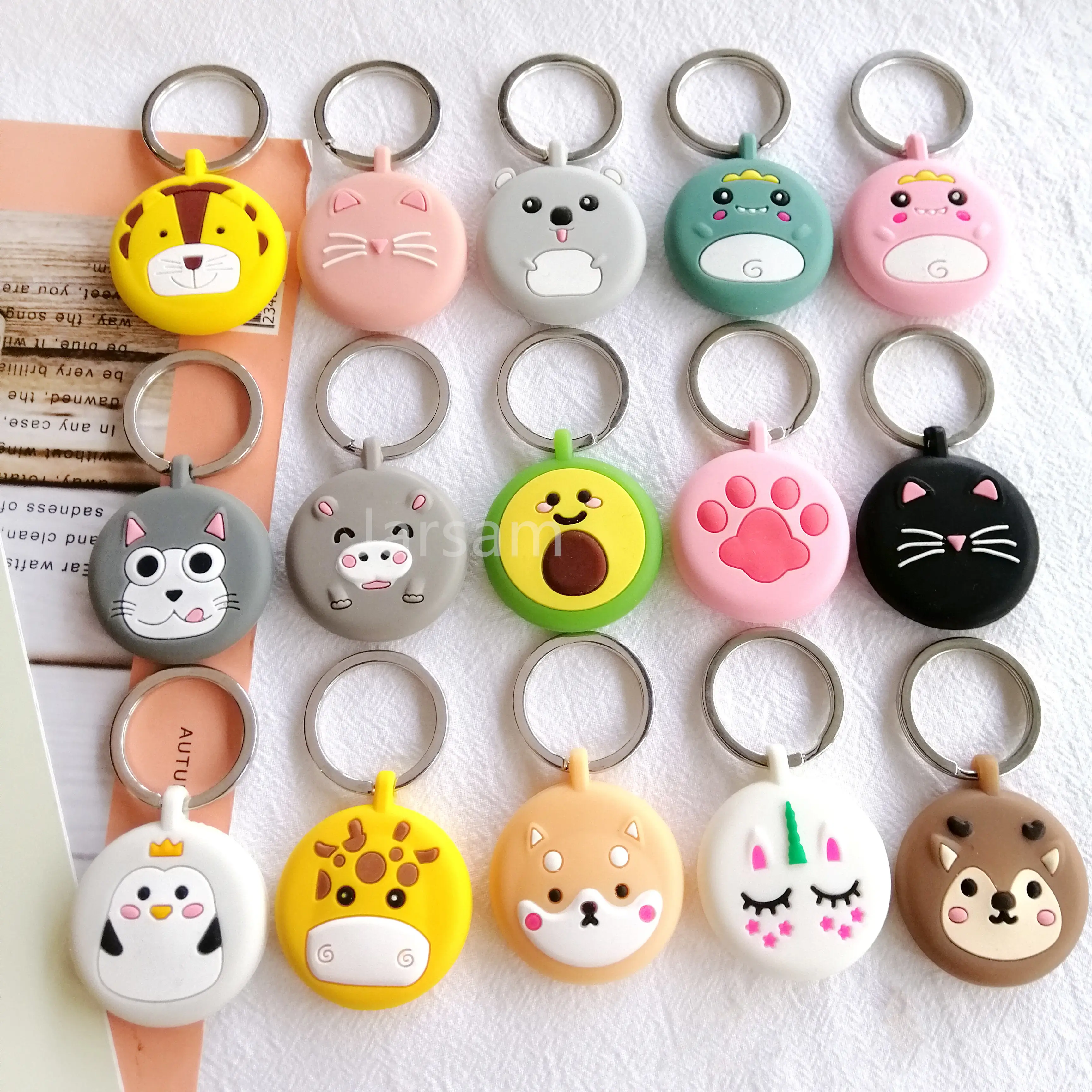 cute For Airtag Case Silicone Cartoons Protective Sleeve Cover animal Keychain Airtags-tracker For Airtags Accessorie