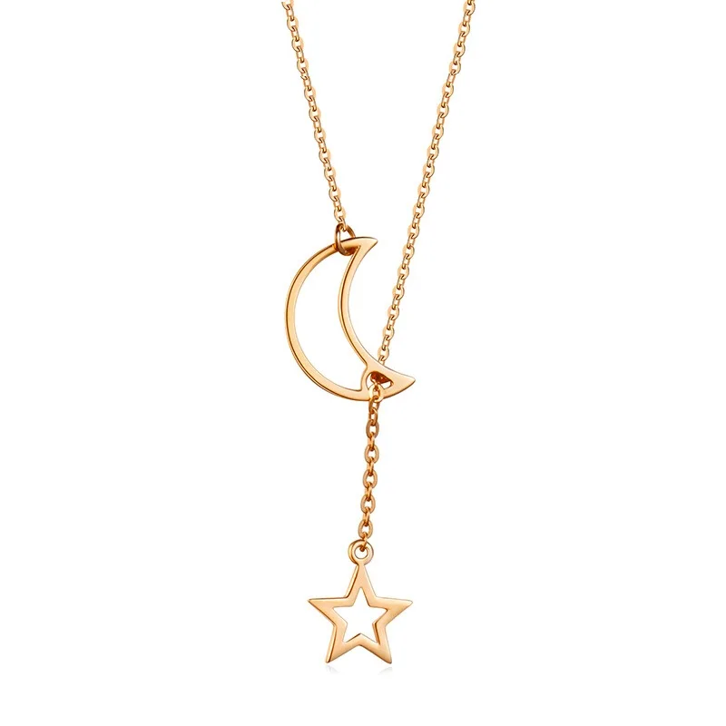 New Fashion Star Hollow Moon Pendant Chains Necklaces For Women Adjustable Gold Color Chains Collares Party Jewelry Gift NB319