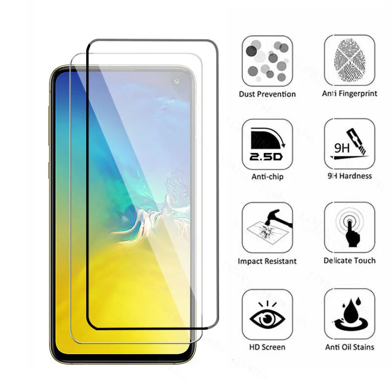 Screen Protector  For Samsung Galaxy S10E Protective glass on sansun galax S10E S 10E full cover Tempered Camera Lens Glass