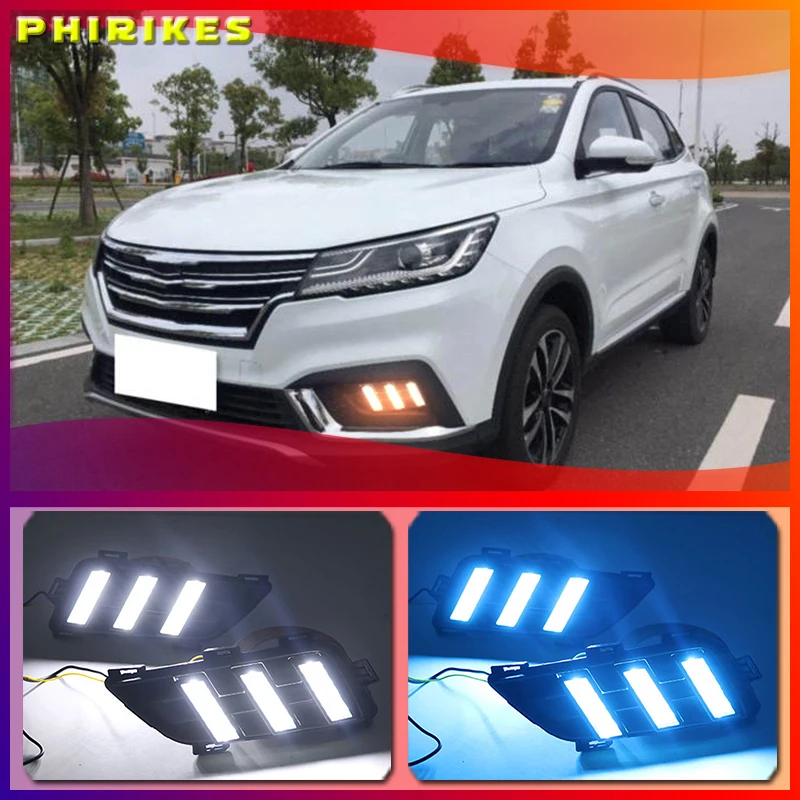 

LED DRL Fog lamp driving lights with Yellow Turn Signal Function For Roewe RX3 2018 Daytime running lights