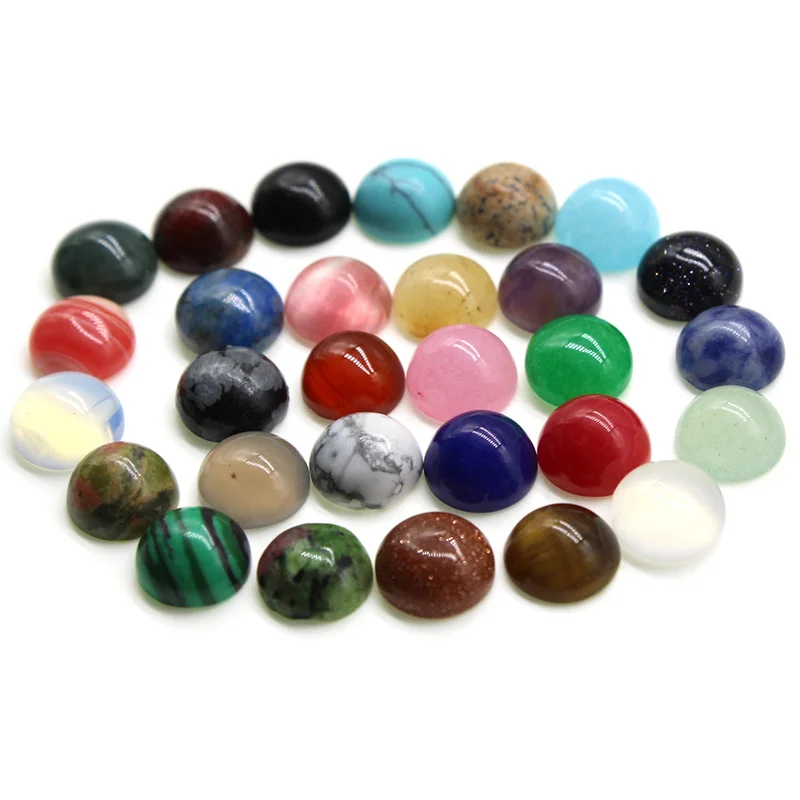 10pcs 4 6 8 10 12 14 mm Beads Cabochon Natural Stones Round Loose Beads Cabochon Cameo Fit DIY Ring Earrings for Jewelry Making