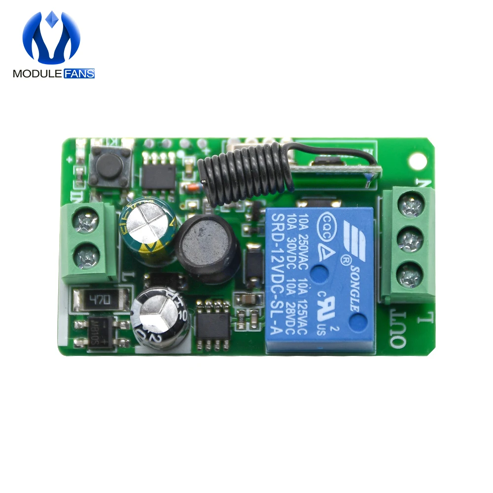 315MHZ 433 MHz 315 433 MHZ التيار المتناوب 85- 220 فولت 10A 1 قناة قناة لاسلكية RF عن بعد لوحة تحكم جهاز ريسيفر استقبال وإرسال وحدة تبديل التتابع #2