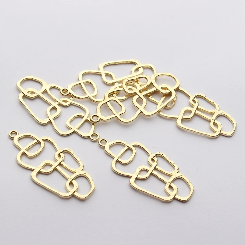 Zinc Alloy  Geometry Shape Tassel Loop Linker Charms Pendant 6pcs/lot For DIY Jewelry Making Accessories