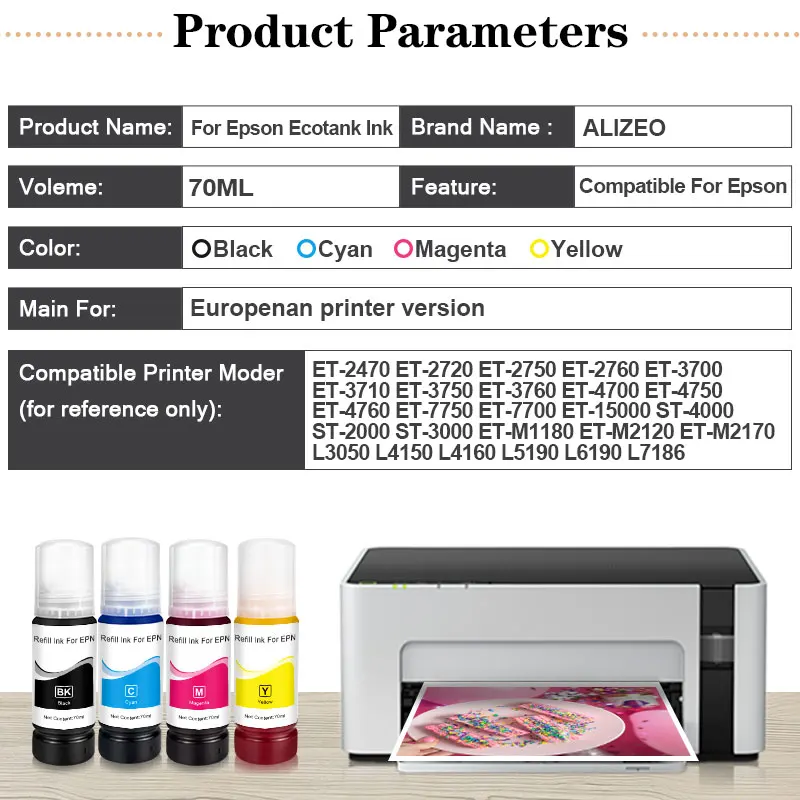 104 522 Refill Dye Ink For Epson EcoTank ET-2710 ET-2711 ET-2712 ET-2714  ET-2720 ET-2726 ET-4700 Inkjet For Eco Tank Printer