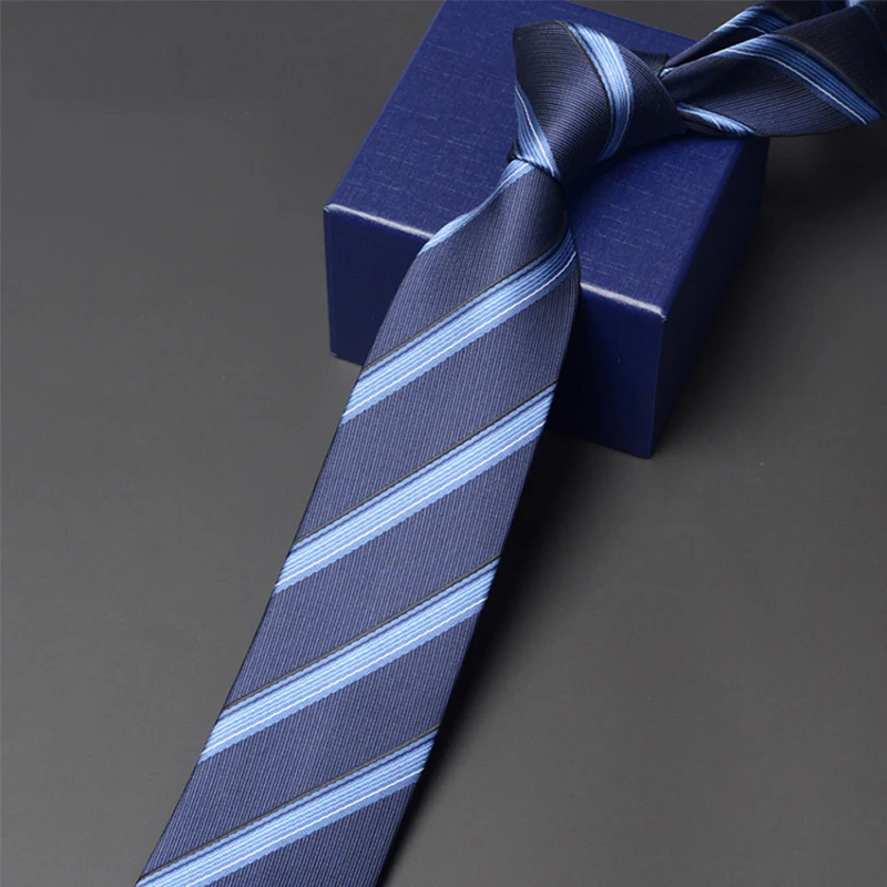 Brand New Men\'s Business Tie 7CM Wide Stroped Neck Tie For Men Fashion Formal Neckties Business Work Dress Shirt Ties Gift Box