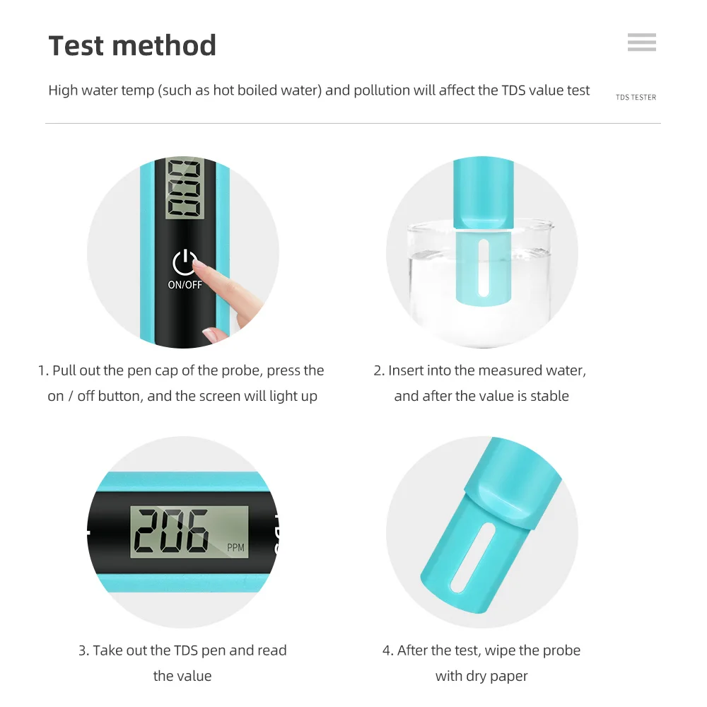 Hydroponics Ph Meter Tester Tds Meter PPM Water Drinking Quality Analyzer Monitor Filter Rapid Test Aquarium Hydroponics Pools