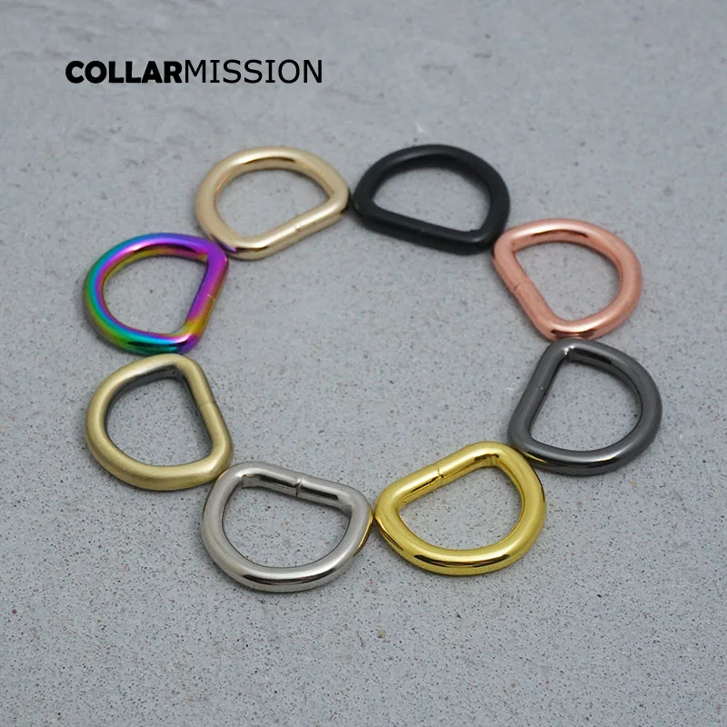 20pcs/lot wholesale D ring unwelded button for 20mm Webbing sewing bag diy dog collar accessory plated D-shaped buckle 8 colours