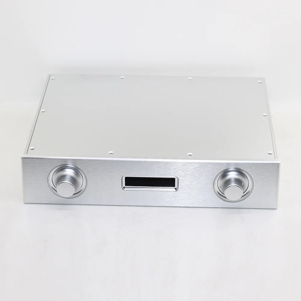 W328 H70 D250 DIY Anodized Aluminum Decoder Shell Silver Earphone Amp Box Dual Soft Control Tube Amplifier Power Amplify Chassis