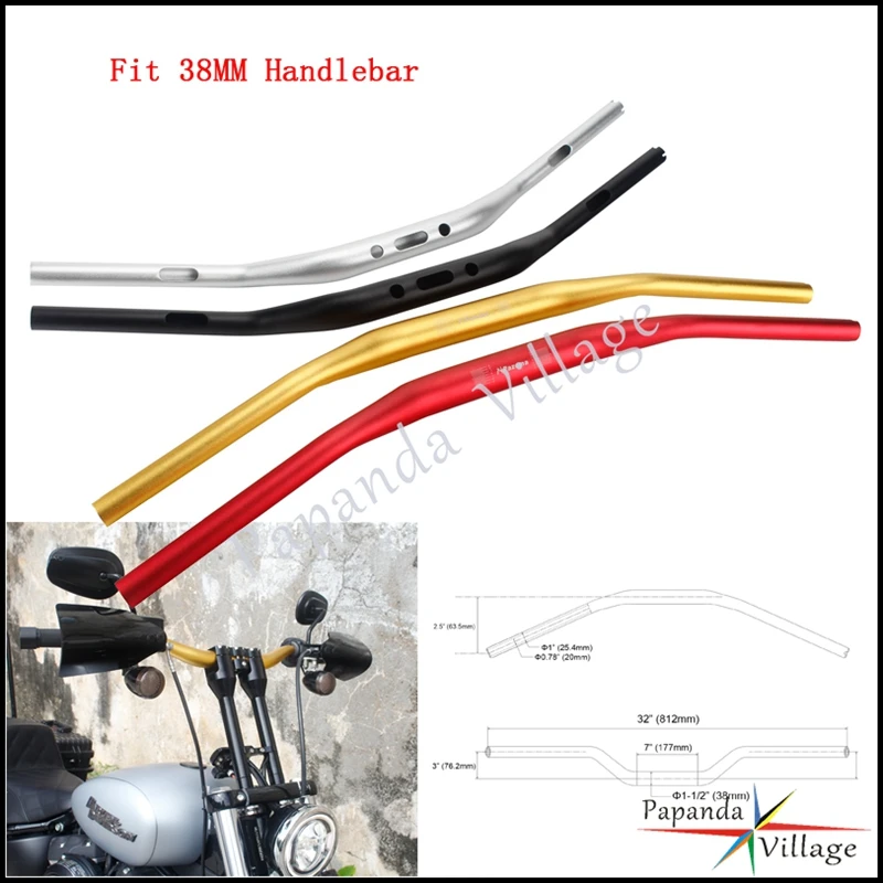 

Motorcycle Universal 38mm Aluminum Handle Bar 1-1/2" Diameter Tapered handlebars with 1″ End For Harley Dyna Softail Street Bob