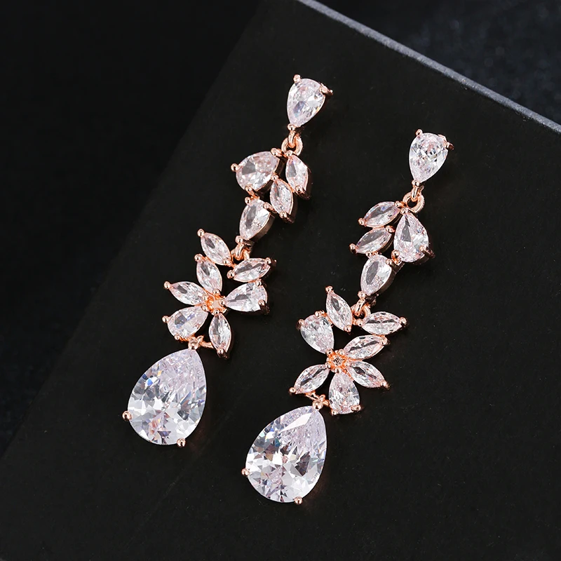 Emmaya Fascinating Design Long Earring Noble Cubic Zircon Decoration For Women&Girls Elegant Three Colors Choice Party Gift