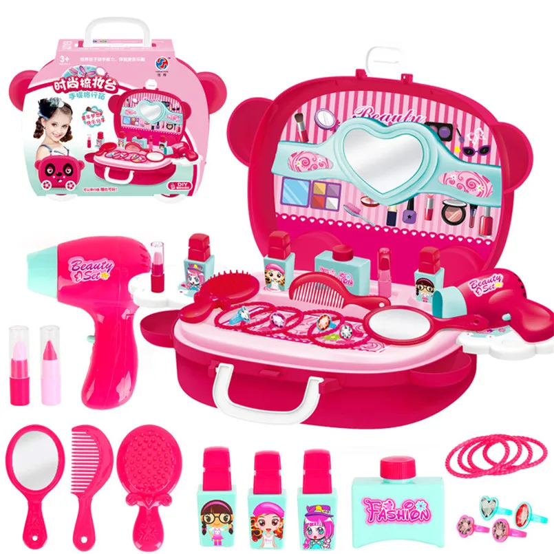 Bambini Simulazione Make Up Giochi Giocattolo Set di Cosmetici Giochi Di Imitazione di Trucco di Bellezza Della Principessa di Parrucchiere Giocattoli Per La Ragazza Lo Sviluppo di Gioco