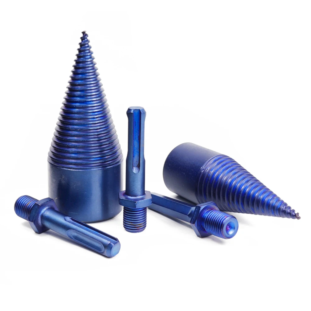 

1pc Nano Blue Coated HSS Firewood Splitter Drill Bit Wood ing Tools Cone Chopper Breaker 32mm 42mm