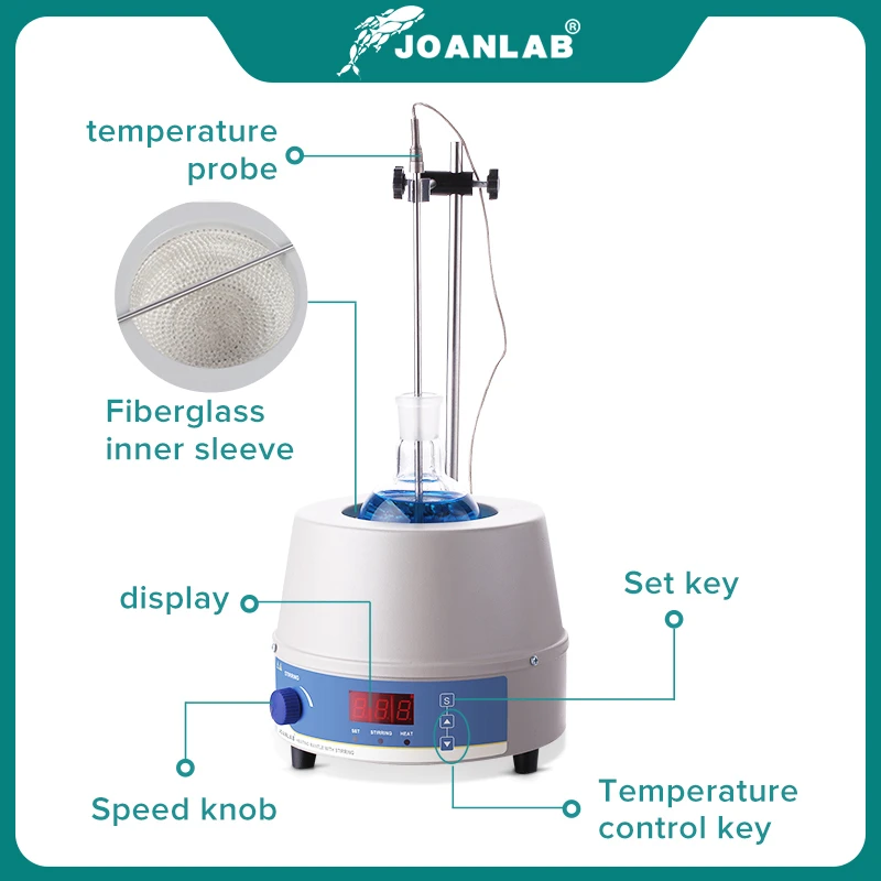 Joanlabオフィシャルストア1000mlデジタル電気加熱マントルマグネチックスターラーラボ機器 (サーマルレギュレーター付き) 110v〜220v