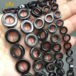 Natural Black Hematite Round Stone Beads Hollow Out Beads For DIY Jewelry Making Bracelet  15'' 8*8/10*10/12*12/14*14/16*16mm