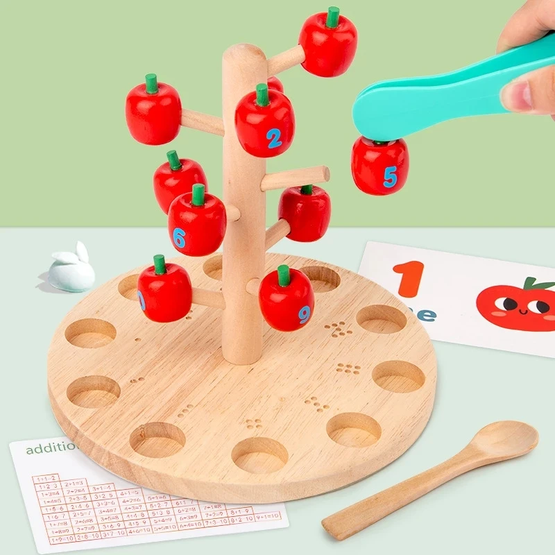 Montessori Digitale Apple Tree Onderwijs Math Toys Kinderen Baby Leren Digitale Clip Kralen Vaardigheden Training Vroege Educatief Spel