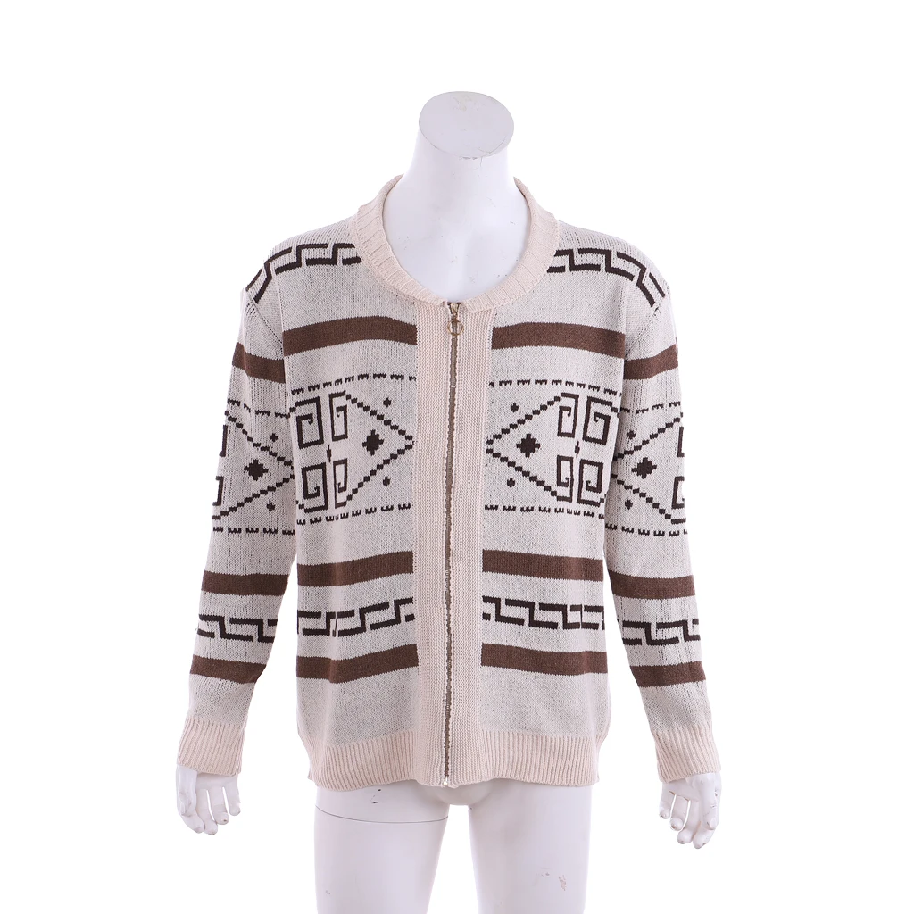 The Big Lebowski Cosplay Halloween Jeffrey Lebowski Jacket The Dude Cosplay Khaki Zipper Cardigan Jacquard Knitted Sweater Men