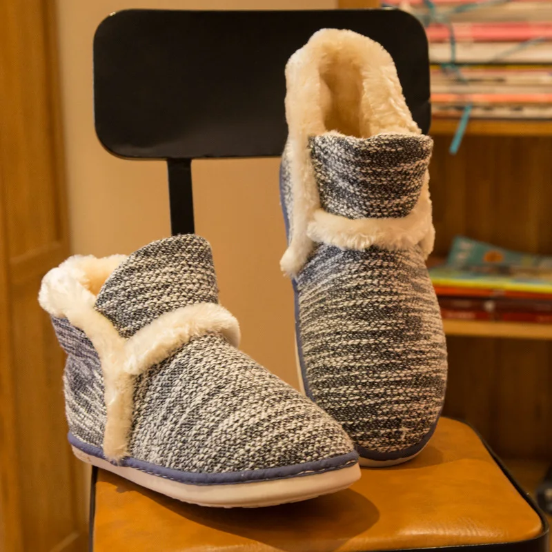 Mntrerm Winter home cotton shoes lovers wool warm floor thickened anti-slip wear-resistant cotton shoes House Slippers Man Shoes