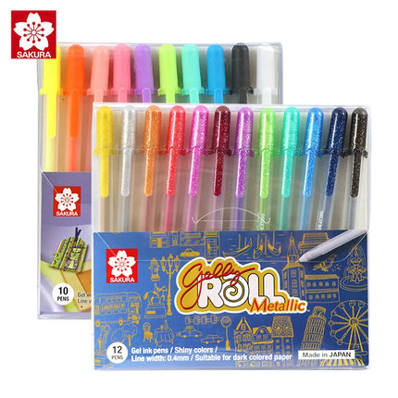 5/10/12 Pcs SAKURA Sunshine Neutral Pen 3D Painting Pastel Shining Cartoon Art Painting Neutral Pen Set Combination